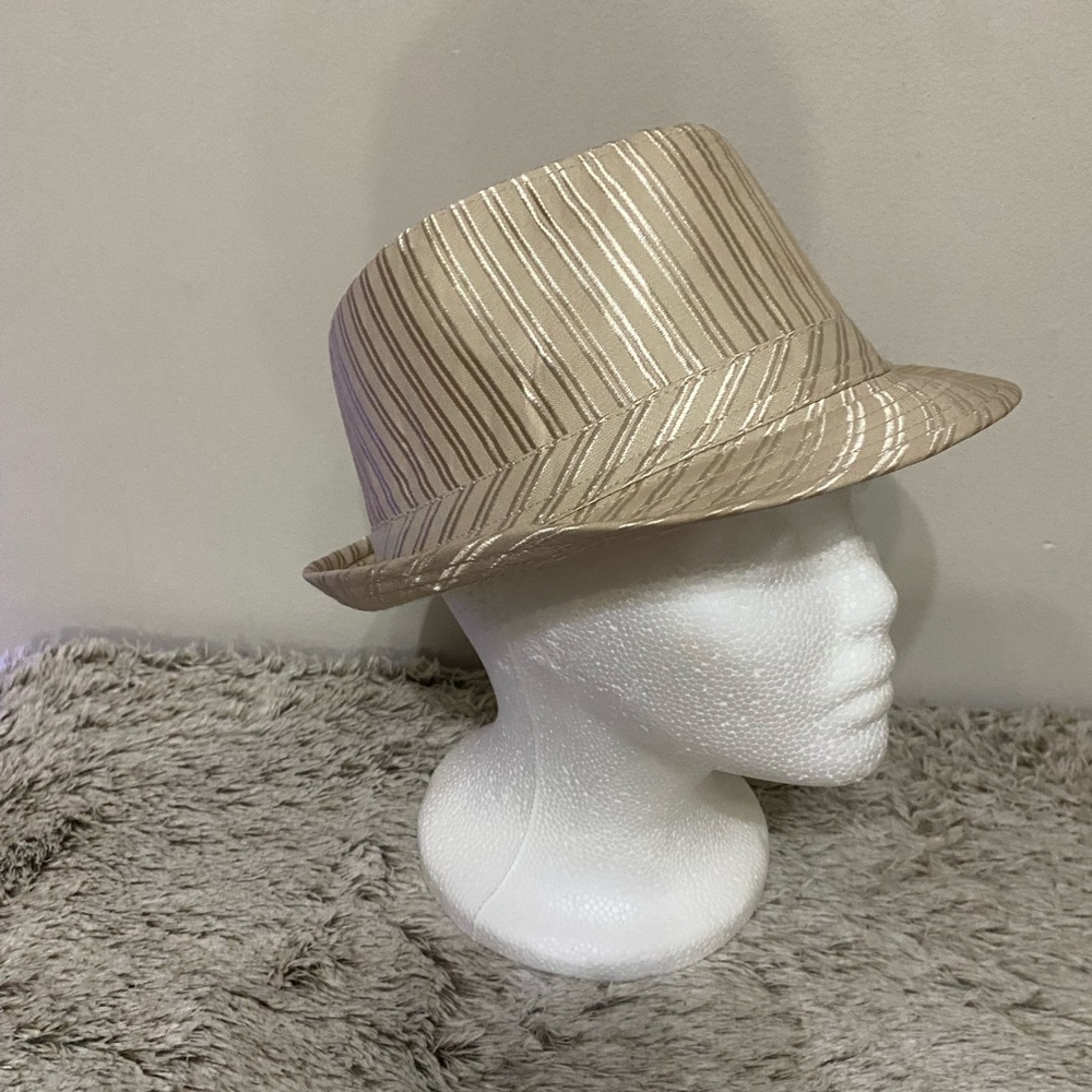 Striped Tan Fedora Hat